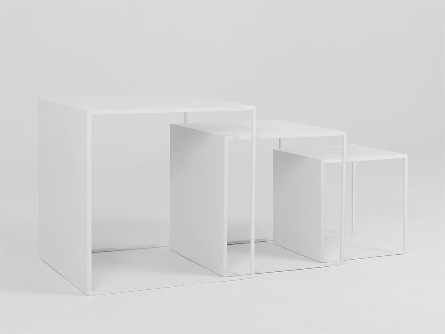 Stół kawowy zestaw 2 WALL TRIO METAL 35x45x55 - biały
