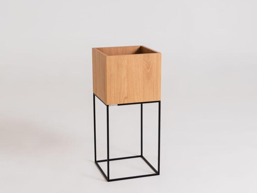 Donica PALMUS METAL 80x35x35 - dąb(3395), czarny