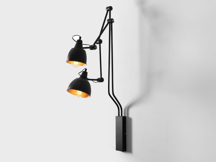 Lampa ścienna COBEN WALL 2 - czarny (złoty środek klosza)
