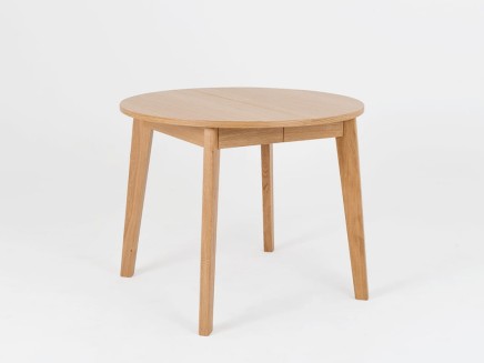 Stół jadalniany WOODYOU ROUND 95 rozkładany - dąb lity gładki