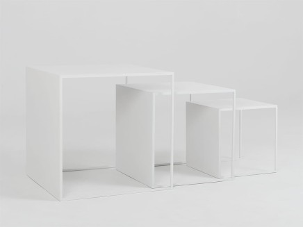 Stół kawowy zestaw 2 WALL TRIO METAL 35x45x55 - biały