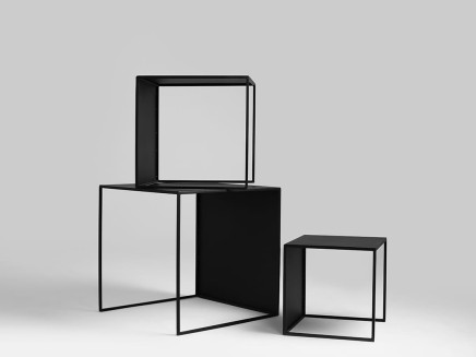 Stół kawowy zestaw 2 WALL TRIO METAL 35x45x55 - czarny