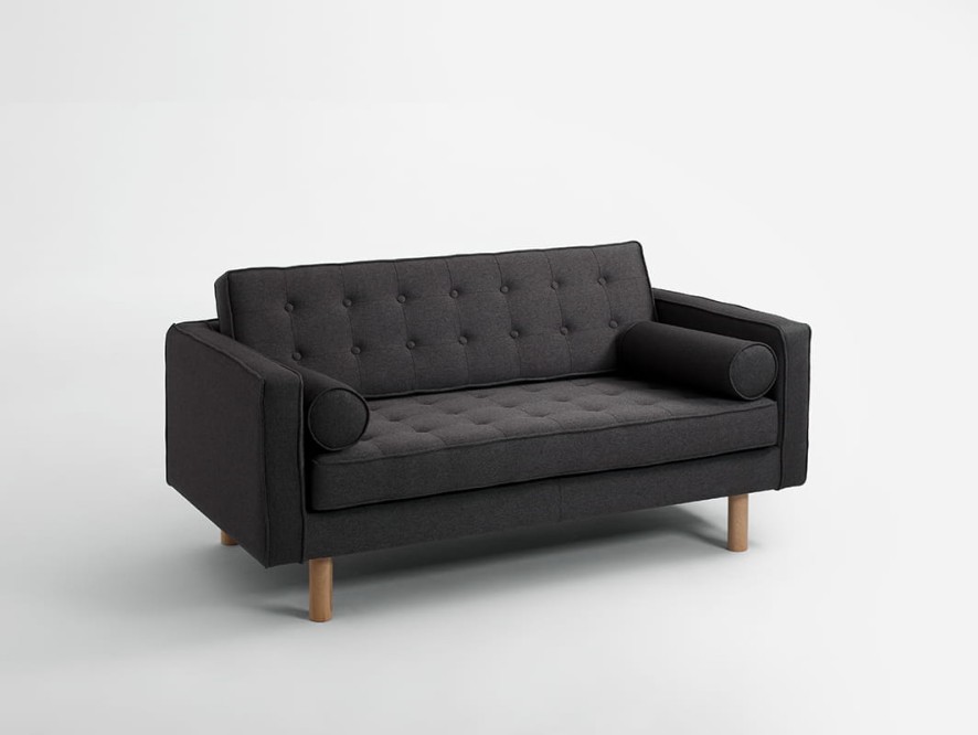 Sofa TOPIC WOOD 2 os. - karbon(et95), naturalny