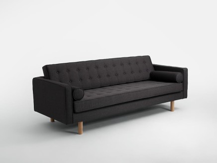 Sofa 3-osobowa TOPIC WOOD - karbon (et95) naturalny