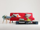 Sofa MODES 2 os. rozkł. - krwista czerwień(et60), czarny