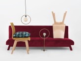Sofa MODES  L 3 os. rozkł. -  soczysta żurawina (rv61), czarny