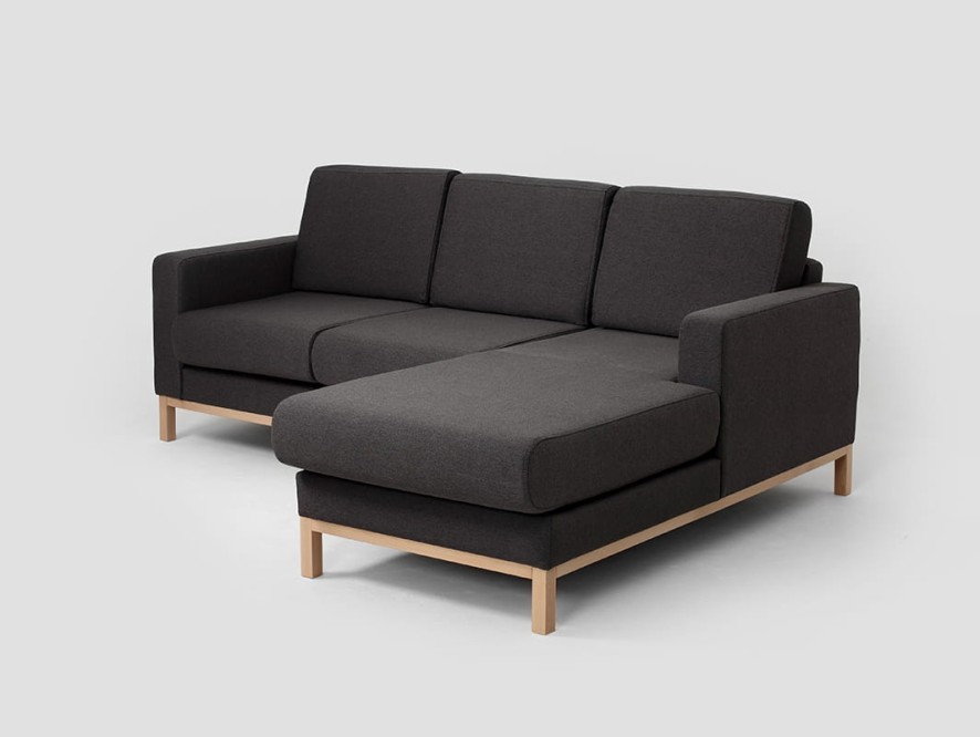 Sofa SCANDIC 2 os. z szezlongiem P - karbon(et95), naturalny