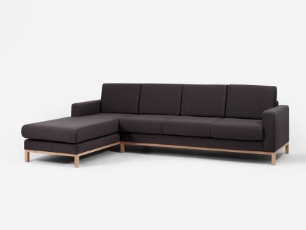 Sofa 3-osobowa z szezlongiem SCANDIC L - karbon (et95) naturalny