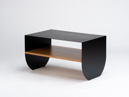Stolik kawowy OVAL METAL WOOD 80x50- czarny
